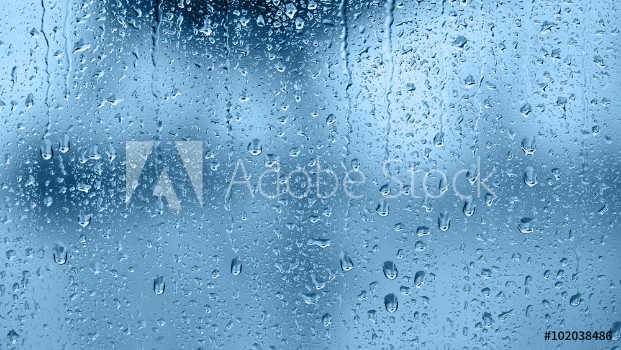Picture of Raindrops on the window Blue tone